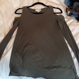 Gray cold shoulder top